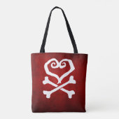 "Getroffen Liefde" Hart en Kruisbeenderen Tote Bag (Achterkant)