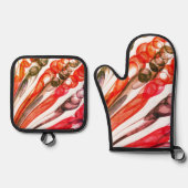 Getrokken bellenpret / 1974 / ovenwant & pannenlap set (Voorkant)