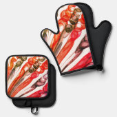 Getrokken bellenpret / 1974 / ovenwant & pannenlap set (Voorkant / Achterkant)