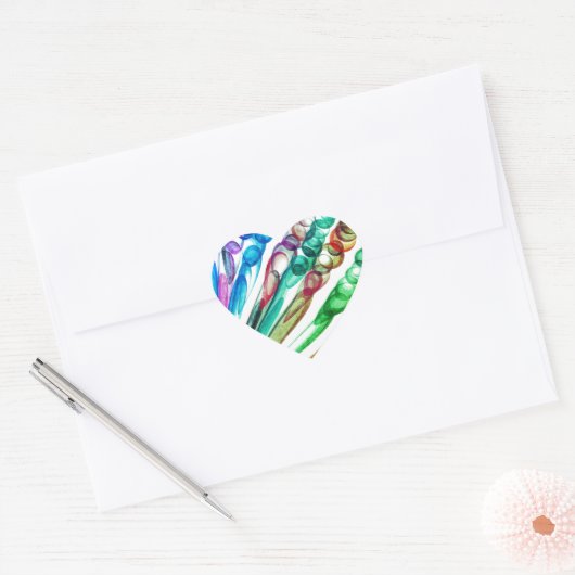 getrokken bellenpret / Greenleaf / Hart Sticker (Envelop)