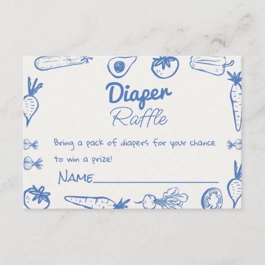 Getrokken Blauw Lokaal Gegroeide Baby Boy Luier Ra Informatiekaartje (Voorkant)