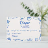 Getrokken Blauw Lokaal Gegroeide Baby Boy Luier Ra Informatiekaartje (Staand voorkant)