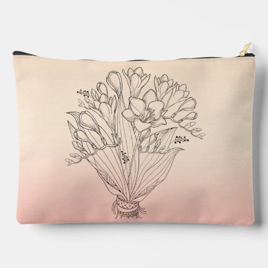 getrokken bloem boeket geel/rozeombre bruidsmeisje etui (Achterkant)