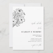 Getrokken Bloemen Schets Botanische Monogram Bruil Kaart (Voorkant)