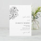 Getrokken Bloemen Schets Botanische Monogram Bruil Kaart (Staand voorkant)