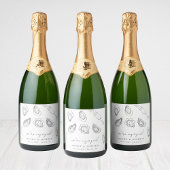 Getrokken Champagne & Oesters Gebrande Verloving F Sparkling Wijnetiket