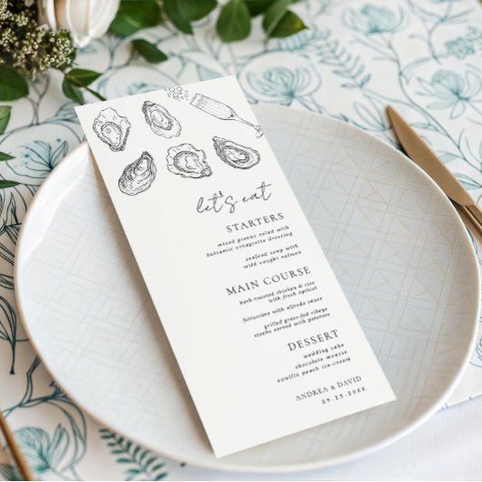 Getrokken champagne oesters Laten we eten witte br Menu