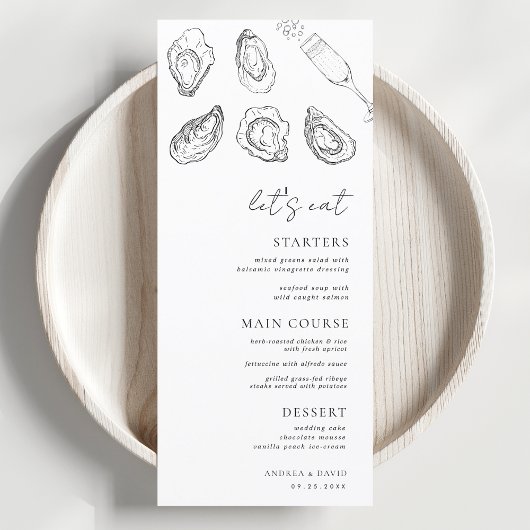 Getrokken champagne oesters Laten we eten witte br Menu