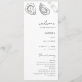 Getrokken Champagne Oesters Minimalistische Zeevru Programmakaart (Voorkant)