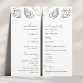 Getrokken Champagne Oesters Minimalistische Zeevru Programmakaart