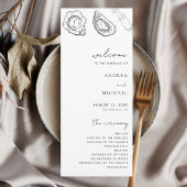 Getrokken Champagne Oesters Minimalistische Zeevru Programmakaart