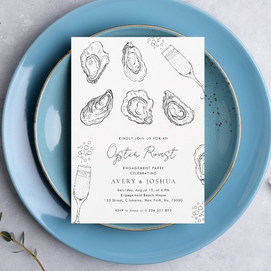 Getrokken Champagne & Oesters Roast Verlovingsfees Kaart