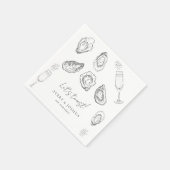 Getrokken Champagne & Oesters Roast Verlovingsfees Servet (Hoek)