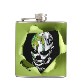 Getrokken clown door de geknipte gat heupfles