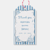 Getrokken Dertig, Flirty, & bloeiende 30e verjaard Cadeaulabel (Voorkant)