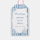 Getrokken Dertig, Flirty, & bloeiende 30e verjaard Cadeaulabel (Achterkant)