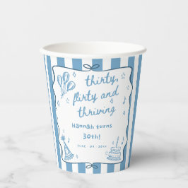 Getrokken Dertig, Flirty, & bloeiende 30e verjaard Papieren Bekers