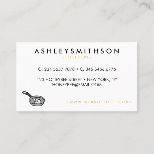 Getrokken eierpan visitekaartje (Achterkant)