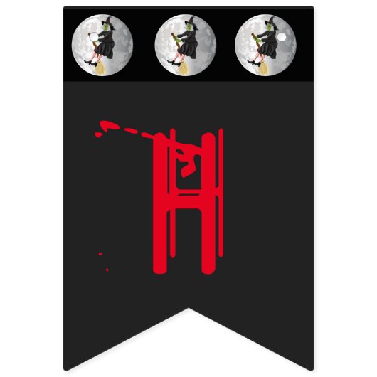 Getrokken getuige vliegt op volle maan vlaggetjes (Tweede vlag)