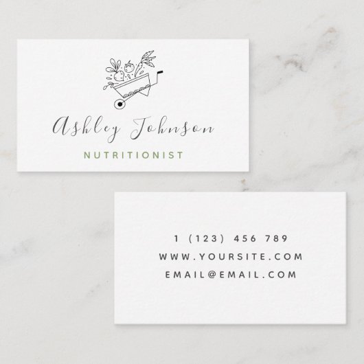 Getrokken Groenten Winkelwagen Biologische Gezonde Visitekaartje (Voorkant / Achterkant)