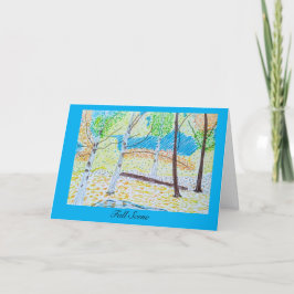 Getrokken Herfst Scène Leeg Wenskaart Bedankkaart