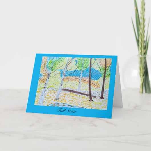 Getrokken Herfst Scène Leeg Wenskaart Bedankkaart (Voorkant)