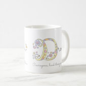 Getrokken letter D naam betekenis monogram mok (Voorkant rechts)