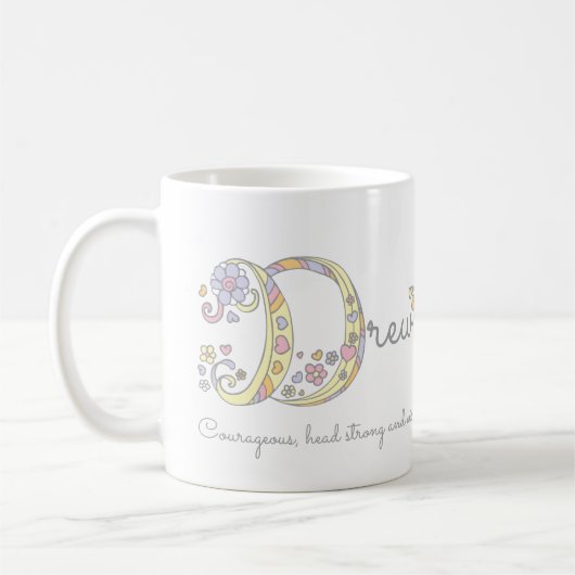 Getrokken letter D naam betekenis monogram mok (Links)