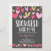 Getrokken met de inviteringsharten van het Baby sh Kaart (Voorkant)