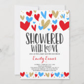 Getrokken met de inviteringsharten van het Baby sh Kaart (Voorkant)