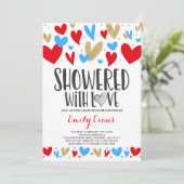 Getrokken met de inviteringsharten van het Baby sh Kaart (Staand voorkant)