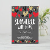 Getrokken met de inviteringsharten van het Baby sh Kaart (Staand voorkant)