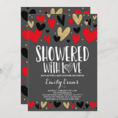 Getrokken met de inviteringsharten van het Baby sh Kaart (Voorkant / Achterkant)