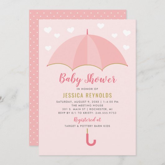 Getrokken met liefdesblush roze Baby shower Kaart (Voorkant / Achterkant)