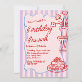 Getrokken Roze Bloemen Pannenkoeken Foto Verjaarda Kaart (Voorkant)