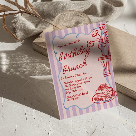 Getrokken Roze Bloemen Pannenkoeken Foto Verjaarda Kaart