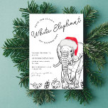 Getrokken Witte Olifant Gift Exchange Kerstfeest Kaart<br><div class="desc">Verras uw gasten met deze leuke White Elephant cadeau-uitwisseling uitnodiging voor een feestje. Pas het met gemak aan door gebruik te maken van de opties "personaliseren" en "bewerken met behulp van ontwerpgereedschap".</div>