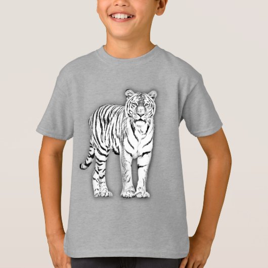 Getrokken witte tijger t-shirt (Voorkant)
