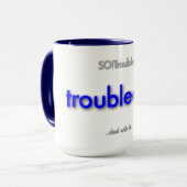 getroubledad! - blauw op wit mok (Voorkant links)