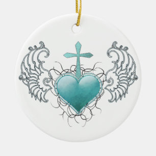 getrouw Crystal Blue Heart Keramisch Ornament