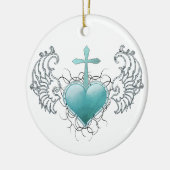 getrouw Crystal Blue Heart Keramisch Ornament (Links)