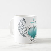 getrouw Crystal Blue Heart Koffiemok (Voorkant links)