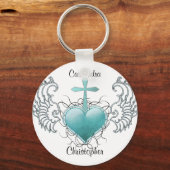 getrouw Crystal Blue Heart Sleutelhanger (Voorkant)