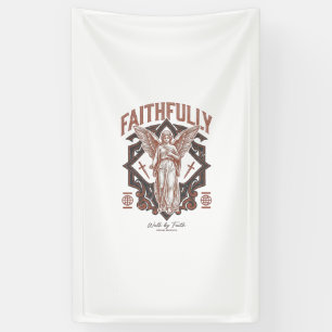 Getrouw Engel Vintage Gravure Christelijk T-Shirt Spandoek