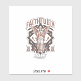 Getrouw Engel Vintage Gravure Christelijk T-Shirt Sticker