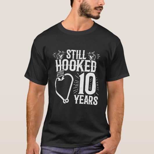 Getrouwd 10 jaar Gevist Grappig 10e Jubileum T-shirt (Voorkant)