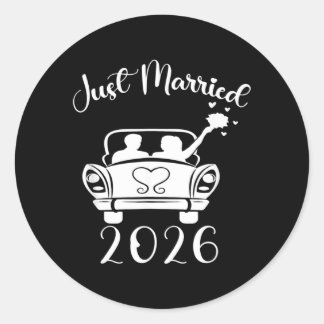 Getrouwd 2026 Trouwringen Overeenkomende Koppel Ronde Sticker