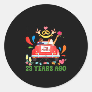 Getrouwd 23 jaar geleden grappig 23ste jubileum ko ronde sticker