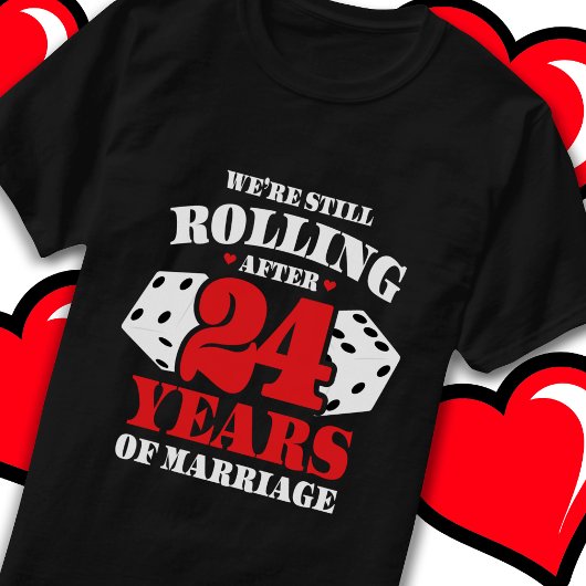 Getrouwd 24 jaar Rolling Funny 24e Jubileum T-shirt