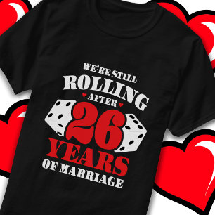 Getrouwd 26 jaar Rolling Funny 26e Jubileum T-shirt